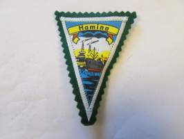 Hamina -kangasmerkki / matkailumerkki / hihamerkki / badge -pohjaväri vihreä
