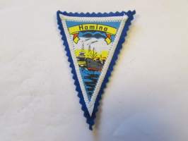 Hamina -kangasmerkki / matkailumerkki / hihamerkki / badge -pohjaväri sininen