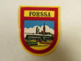 Forssa -kangasmerkki / matkailumerkki / hihamerkki / badge -pohjaväri keltainen