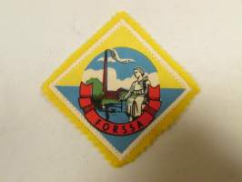 Forssa -kangasmerkki / matkailumerkki / hihamerkki / badge -pohjaväri keltainen