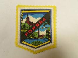 Forssa -kangasmerkki / matkailumerkki / hihamerkki / badge -pohjaväri keltainen