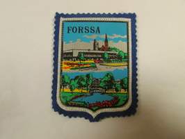 Forssa -kangasmerkki / matkailumerkki / hihamerkki / badge -pohjaväri sininen