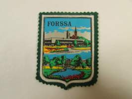 Forssa -kangasmerkki / matkailumerkki / hihamerkki / badge -pohjaväri vihreä