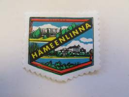 Hämeenlinna -kangasmerkki / matkailumerkki / hihamerkki / badge -pohjaväri Valkoinen