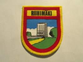 Riihimäki -kangasmerkki / matkailumerkki / hihamerkki / badge -pohjaväri keltainen
