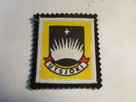 Utsjoki -kangasmerkki / matkailumerkki / hihamerkki / badge -pohjaväri musta