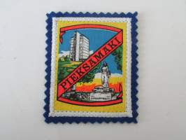 Pieksämäki -kangasmerkki / matkailumerkki / hihamerkki / badge -pohjaväri sininen