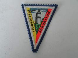 Pietarsaari - Jakobstad -kangasmerkki / matkailumerkki / hihamerkki / badge -pohjaväri sininen