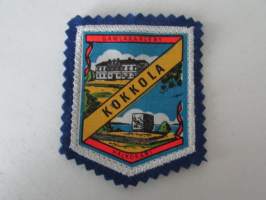 Kokkola - Gamlakarleby -kangasmerkki / matkailumerkki / hihamerkki / badge -pohjaväri sininen