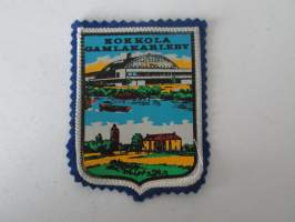 Kokkola - Gamlakarleby -kangasmerkki / matkailumerkki / hihamerkki / badge -pohjaväri sininen