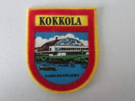 Kokkola -kangasmerkki / matkailumerkki / hihamerkki / badge -pohjaväri keltainen