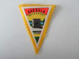 Kokkola -Halkokari -kangasmerkki / matkailumerkki / hihamerkki / badge -pohjaväri keltainen