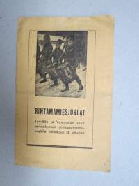 Rintamamiesjuhlat - Tyrvään ja Vammalan sekä paikkakunnan siirtolaisrintamamiehille 28.7.1940 -käsiohjelma