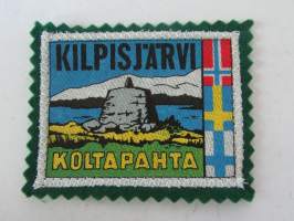 Kilpisjärvi -Koltapahta -kangasmerkki / matkailumerkki / hihamerkki / badge -pohjaväri vihreä