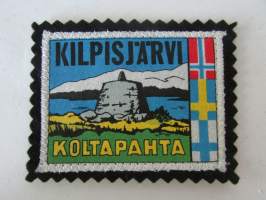 Kilpisjärvi -Koltapahta -kangasmerkki / matkailumerkki / hihamerkki / badge -pohjaväri musta