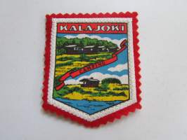 Kalajoki Camping -kangasmerkki / matkailumerkki / hihamerkki / badge -pohjaväri punainen
