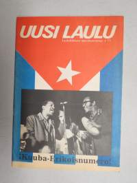 Uusi Laulu 1975 nr 1, poliittisen, vasemmistolaisen laululiikkeen kannattaja, Kuuba-erikoisnumero, Todo por la reform agraria, Fusil contra fusil, Martin Rojas, ym.