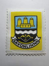 Savonlinna -kangasmerkki / matkailumerkki / hihamerkki / badge -pohjaväri valkoinen