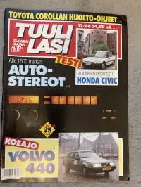 Tuulilasi 1988 nr 12 - Alle 1500 markan autostereot, 30 000 Km:n kestotesti: Honda Civic, Koeajo Volvo 440, ym.