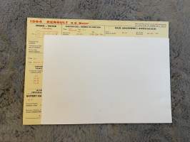 Renault 1964 R 8 Major -säätöarvokortti / säätöarvot, monikielinen -technical specifications, multilingual