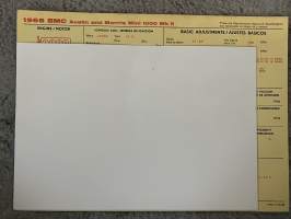 BMC Austin ja Morris Mini 1000 Mk II 1968 -technical specifications, multilingual