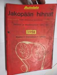 Jakopään hihnat (myös ulkopuoliset käyttöhihnat) Bensiini- ja dieselmoottorit 1974-1994 - Autodata 1994 Huolto - korjaukset - säädöt