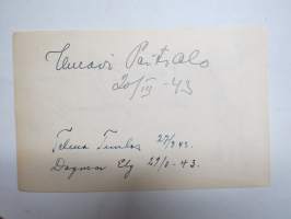 Ilmari Peitsalo -nimikirjoitus + Hemmo Airamo, Yrjö Kianne + useita muita / signature - autograph