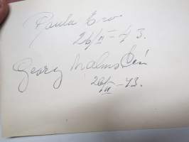 Georg Malmstén + Paula Ero? -nimikirjoitus / signature - autograph