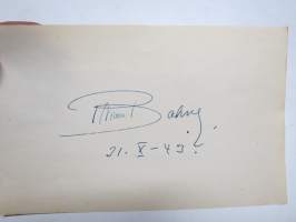 Thure Bahne -nimikirjoitus / signature - autograph