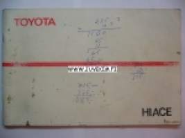 Toyota Hiace Mk 3 -omistajan käsikirja / käyttöohjekirja
