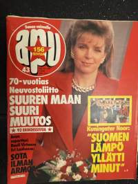 Apu 1987 nr 43 - 70 -vuotias Neuvostoliitto, Avun reportteri Rauli Virtanen Sri Lankassa, Kuningatar Noor: