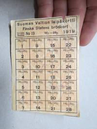 Suomen Valtion leipäkortti 1919 Finska statens brödkort viikko / vecka nr 19, leimattu