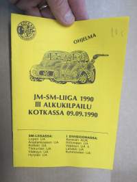 JM-SM-Liiga 1990 III alkukilpailu Kotka 9.9.1990 Jokamiesluokka -rallikisa / moottoriurheilukilpailu, käsiohjelma / lähtöluettelo