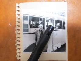 Linja-auto - linja-autot, Ruotsi (Växjö?) 1940-luku -valokuva -SJ buss / bussar närä Växjö, 1940-talet i Sverige