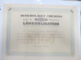 Aktiebolaget Crichton låneobligation 1916, 5 000 mk 5,5% -obligaatiolaina, makuleras leimattu