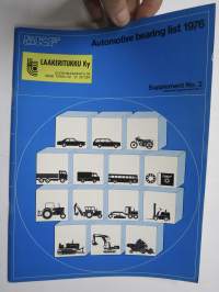 SKF Automotive Bearing list 1976 - Supplement nr 2 -laakerien luettelo