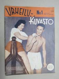 Urheilukuvasto nr 1 (1945), Kansikuva Yrjö Piitulainen, Ylioppilasurheilu, Mestaripoikien äidit, Lena Ringbon merimiehenä v. 1931 Erikssonin purjelaiva