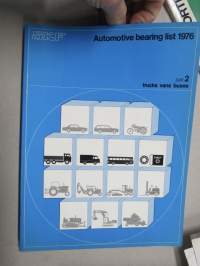 SKF Automotive Bearing list 1976 part 2 trucks, vans, buses - -laakerien luettelo, kertoo merkkikohtaisesti minkä numeron laakereita kyseisessä laitteessa on