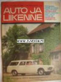 Auto ja Liikenne 1967 nr 6 Kannessa Peugeot 404. Datsun Van esitellään . Skoda Octavia m / 64. Union koko sivun värimainos.