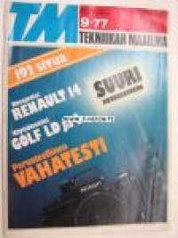 Tekniikan Maailma 1977 nr 9 Tm koeajaa Renault 14, Golf LD ja L, Mazda Farmari, vuoden 1977 uudet BMW:t 700-sarja. Runsaasti valokuvaus -aihetta. TM testaa:
