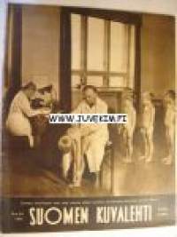 Suomen Kuvalehti 1941 nr 24, sanan julistusta palaneen kirkon raunioilla Lapuan Tiistenjoella, hirsi vaiko lautatalo?