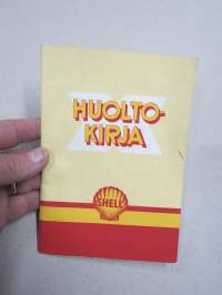 Shell huoltokirja, sisältää teknistä tietoa öljyistä ja voiteluaineista, auton polttoaine- ja huoltokulujen päiväkirjan, välimatkataulukon, ym.