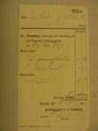 National kassakoneen huoltokuittiUudenkaupungin  apteekki v. 1911