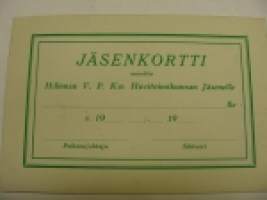Hämeenlinnan VPK -jäsenkortti