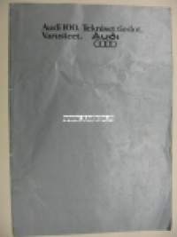 Audi 100 Tekniset tiedot. Varusteet -myyntiesite