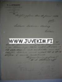 W.A. Sittnikoff's Skrädderi-Etablissement Helsingfors/Helsinki 19.6.1890 -asiakirja