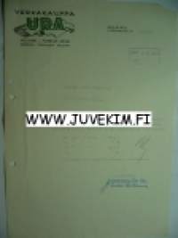 Verkakauppa Ura Oy Helsinki 5.11.1945 -asiakirja