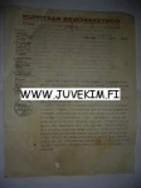 Kupittaan Saviosakeyhtiö Åbo/Turku 27.4.1928 -asiakirja