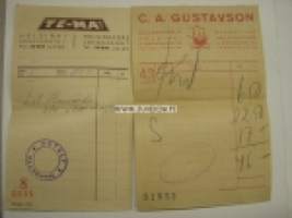 C A Gustavson & TE-MA Oy Helsinki 1940-luku -kuitit 