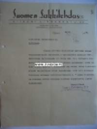 Suomen Lakkitehdas Oy Viipuri 24.11.1932 -asiakirja